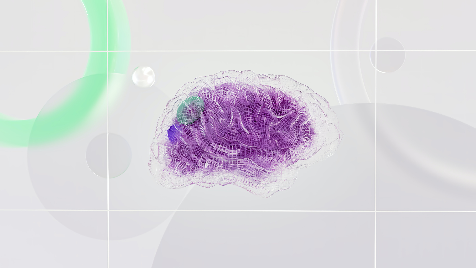 An animated image of a purple brain in front of a grey background 
