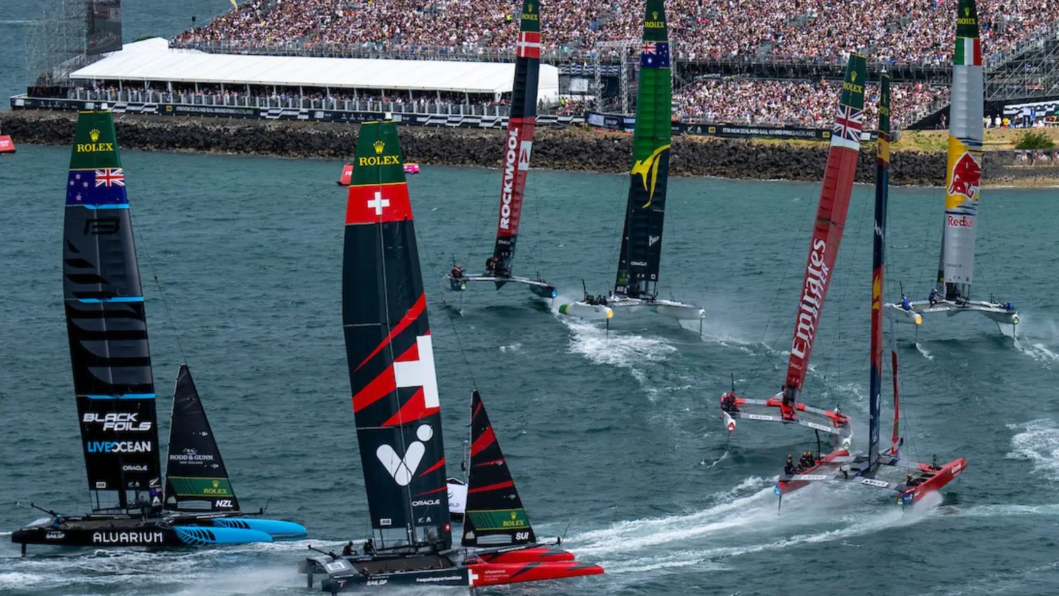 SailGP race with spectators watching