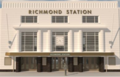 CAD rendering of the vision by the architect, Benny O'Looney of Richmond station - South Western Railway