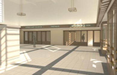 CAD rendering of the vision by the architect, Benny O'Looney of Richmond station - South Western Railway