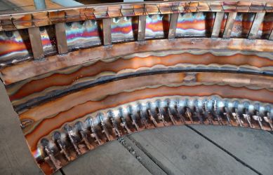 The new bronze canopy fascia for Richmond Station being crafted in the workshop - South Western Railway