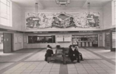 The original simplicity and clarity of the architecture in the booking hall at Richmond station - South Western Railway