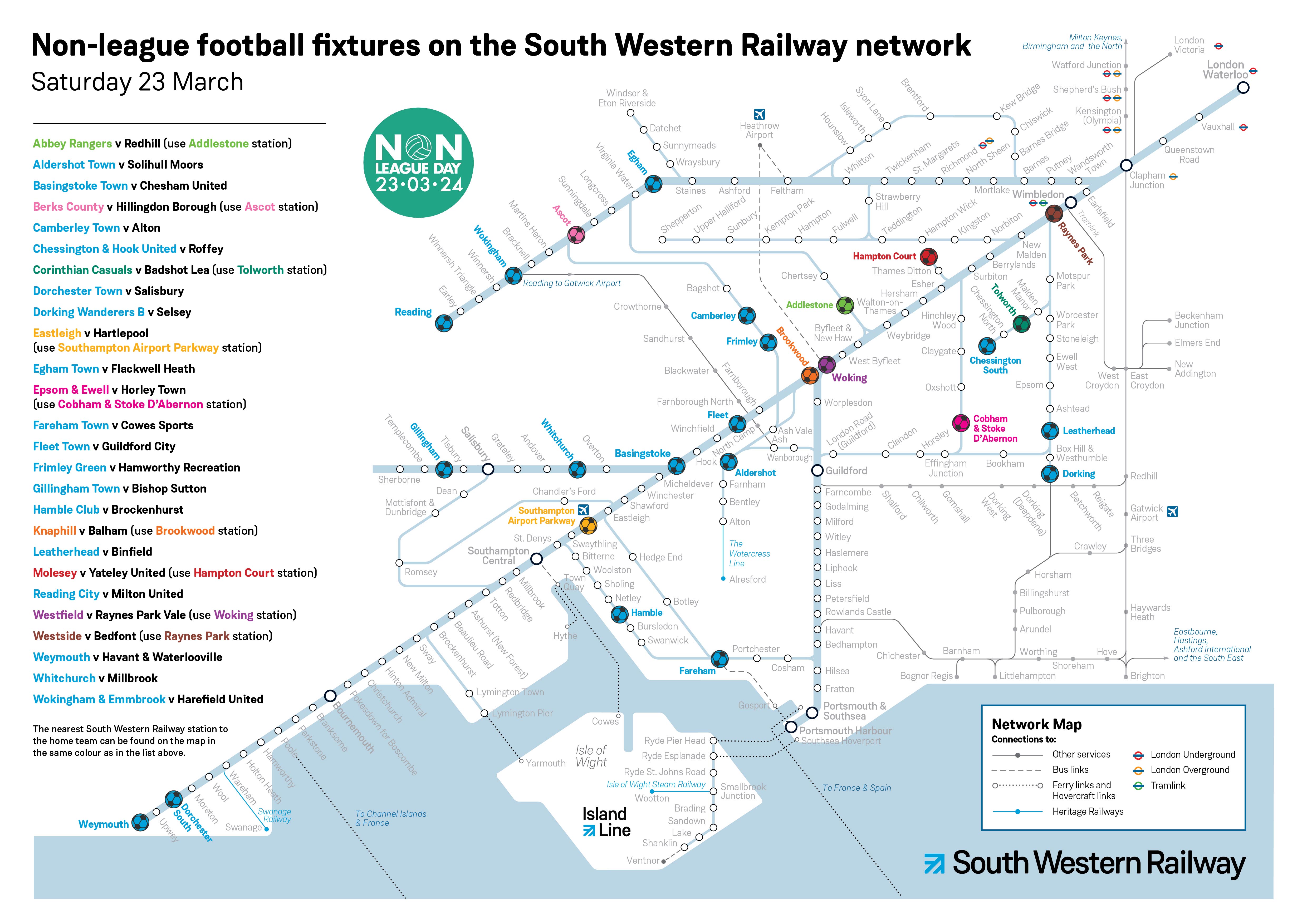 Non-League Day network map I South Western Railway