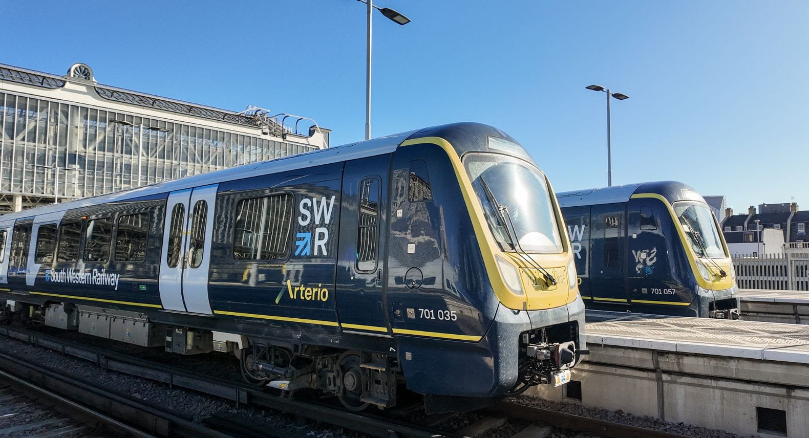 Two Arterio trains at platform at London Waterloo
