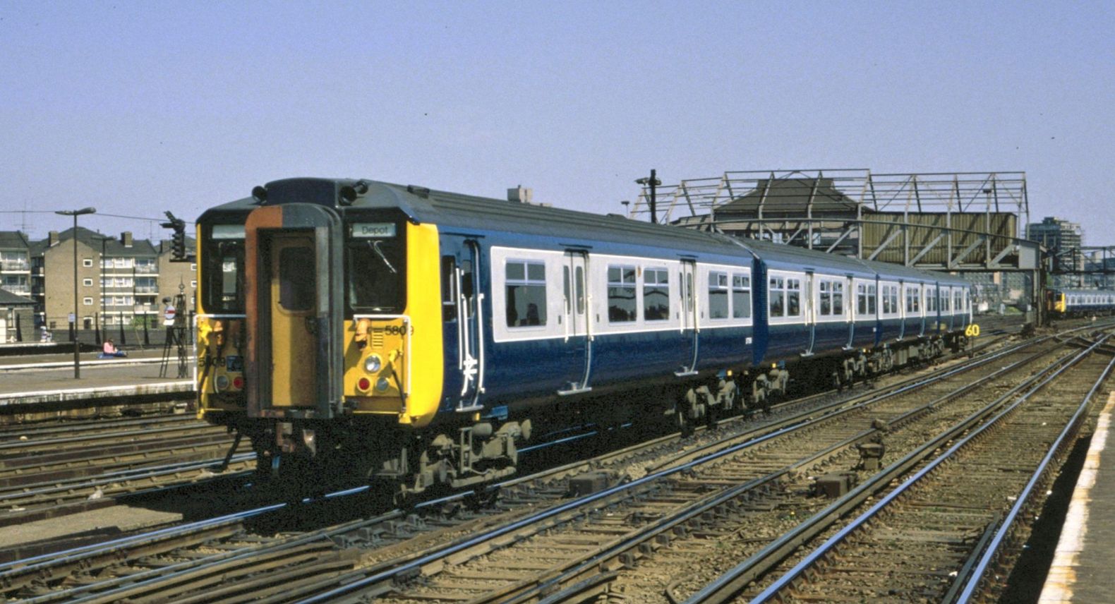 Class 455 train in British Rail blue livery - credit Jeremy Chapter