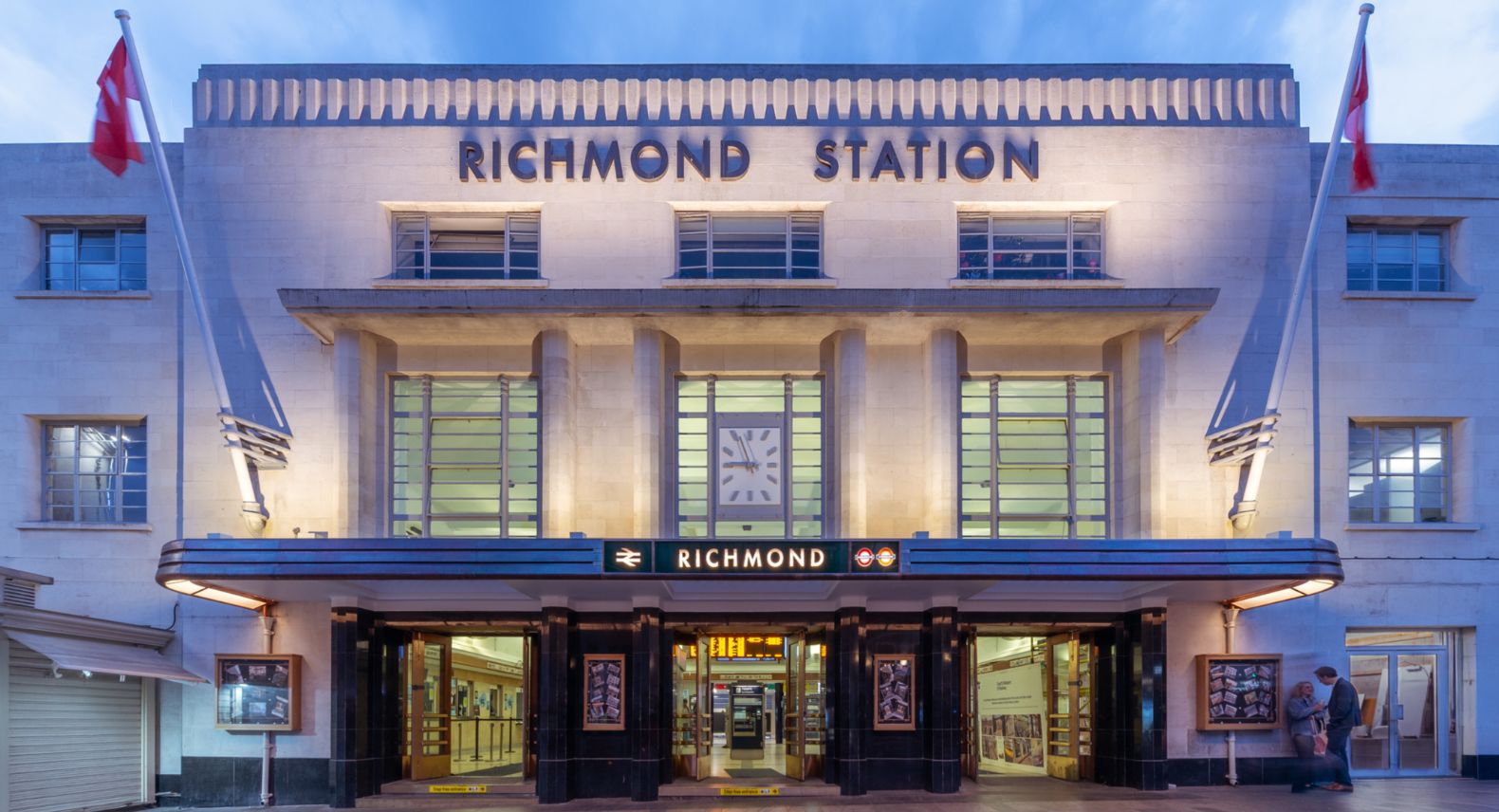 Richmond station frontage by night
