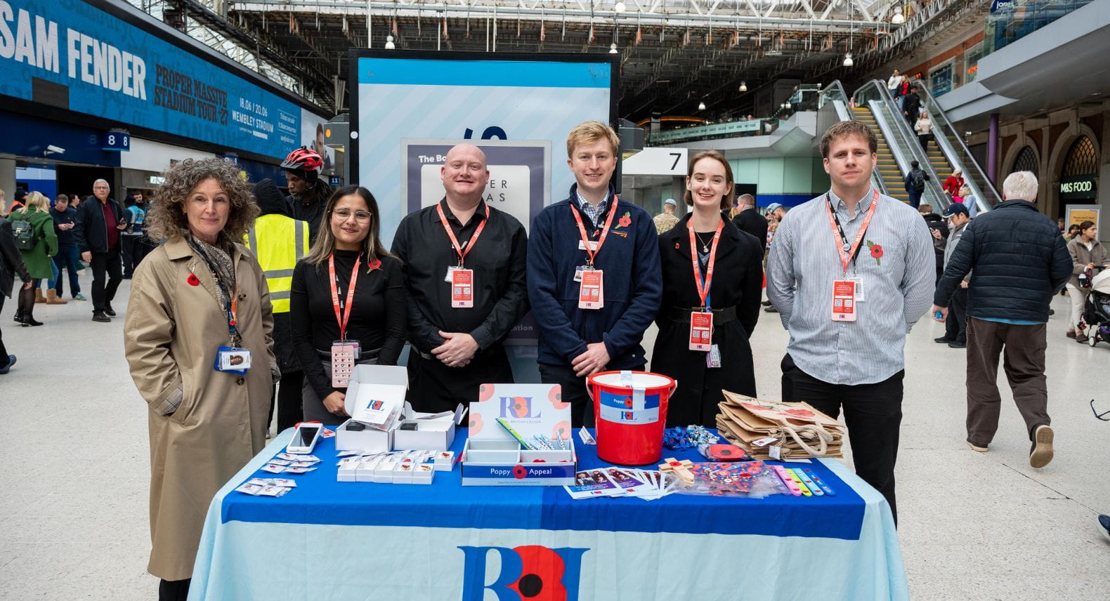 Dan Harrison and colleagues fundraising at London Waterloo