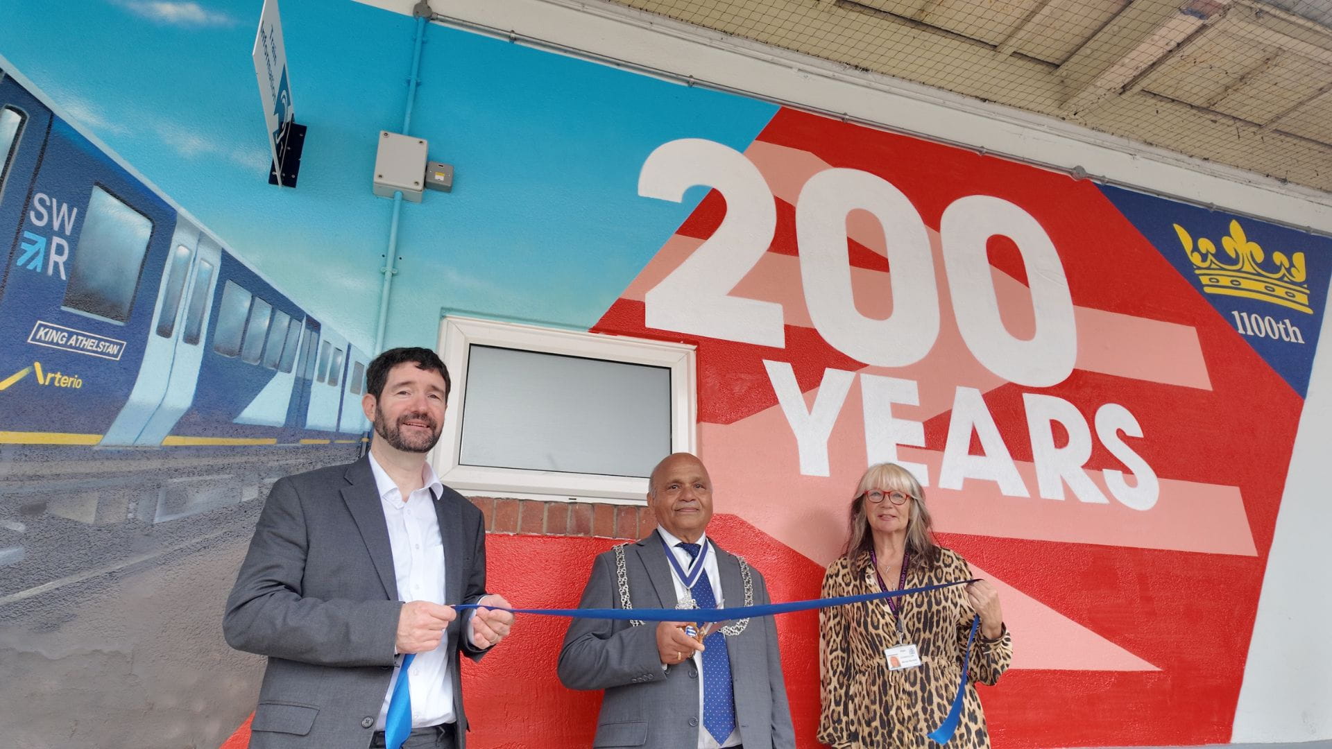 New mural in Kingston Upon Thames celebrating the railway and Railway 200 - South Western Railway