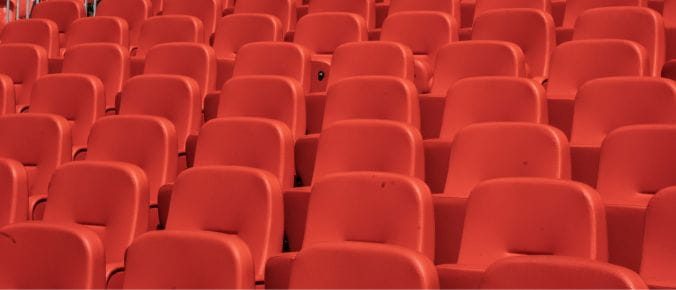 Red seats at Wembley stadium London, UK