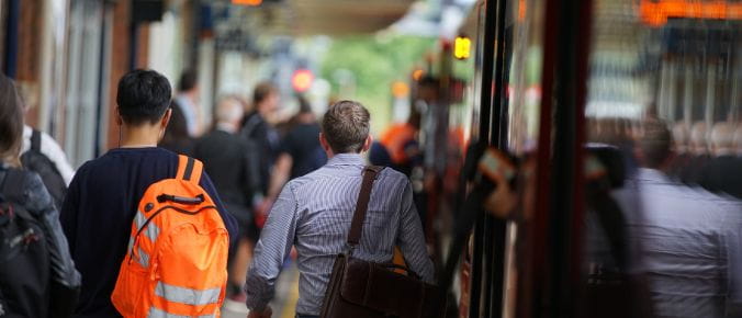 Supporters heading to the FA Cup semi-final  with South Western Railway