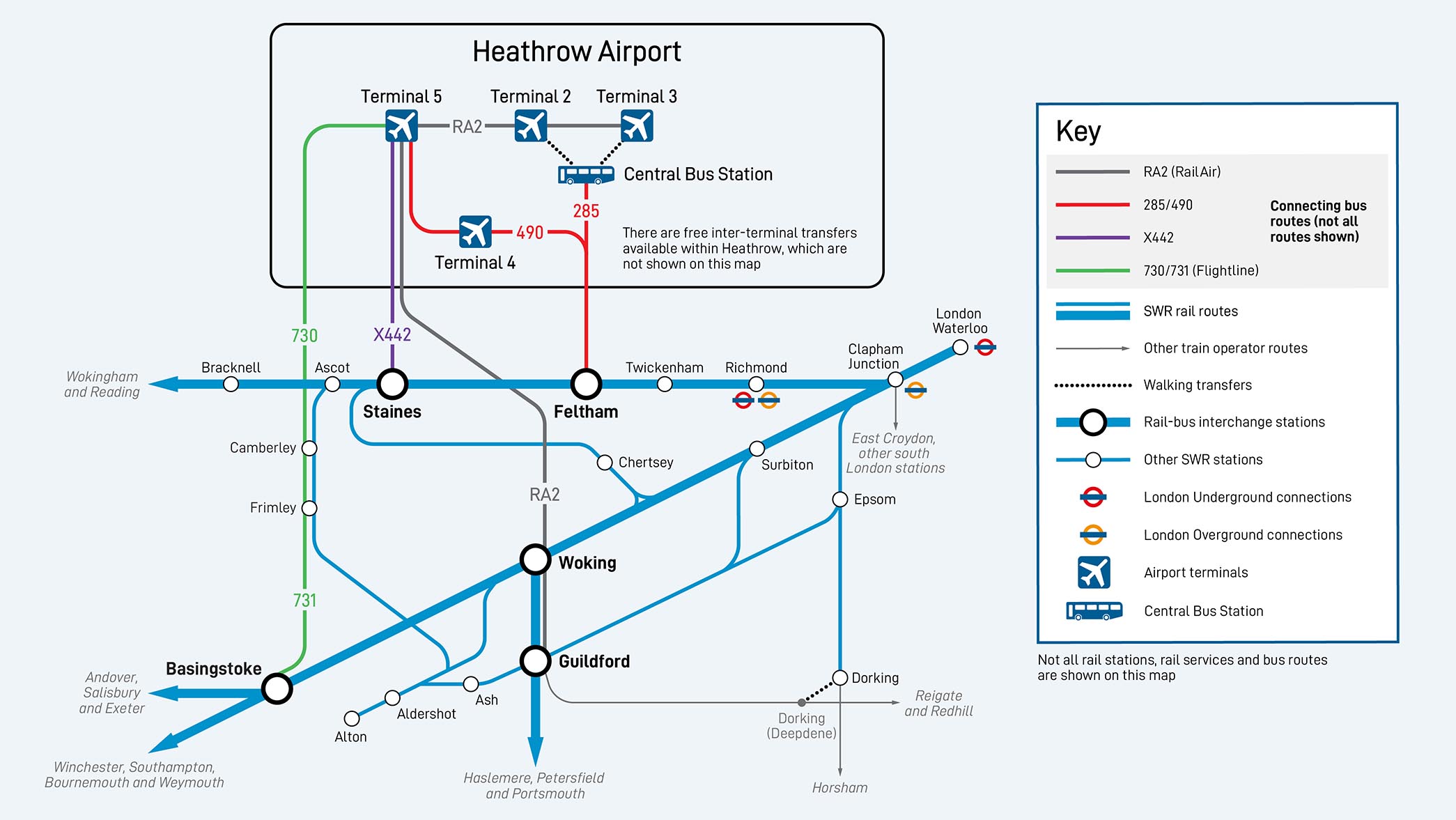 London Heathrow bus route map - South Western Railway