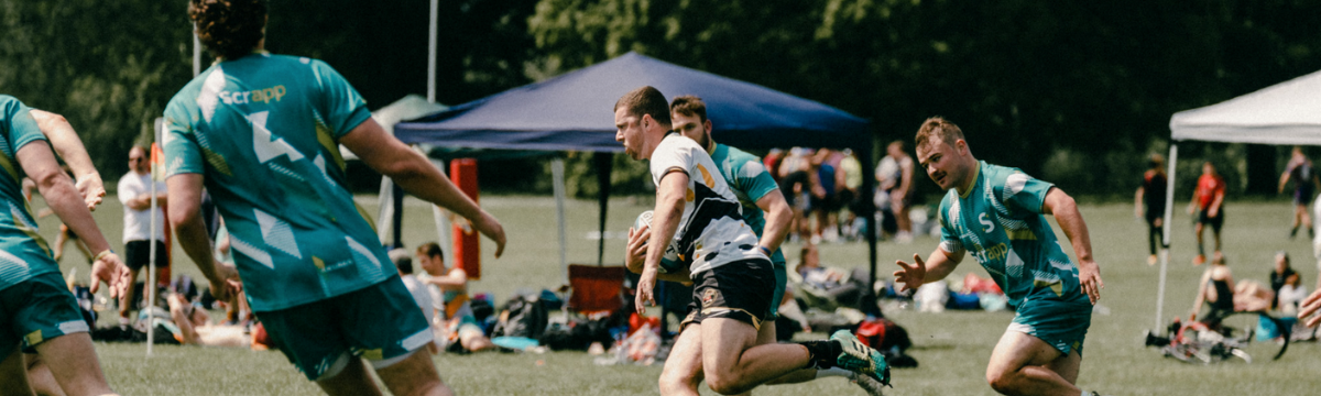 Rugby players  in a match