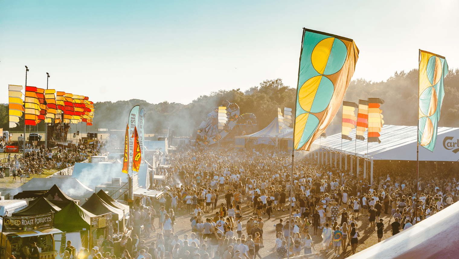 Crowds of people at a festival  