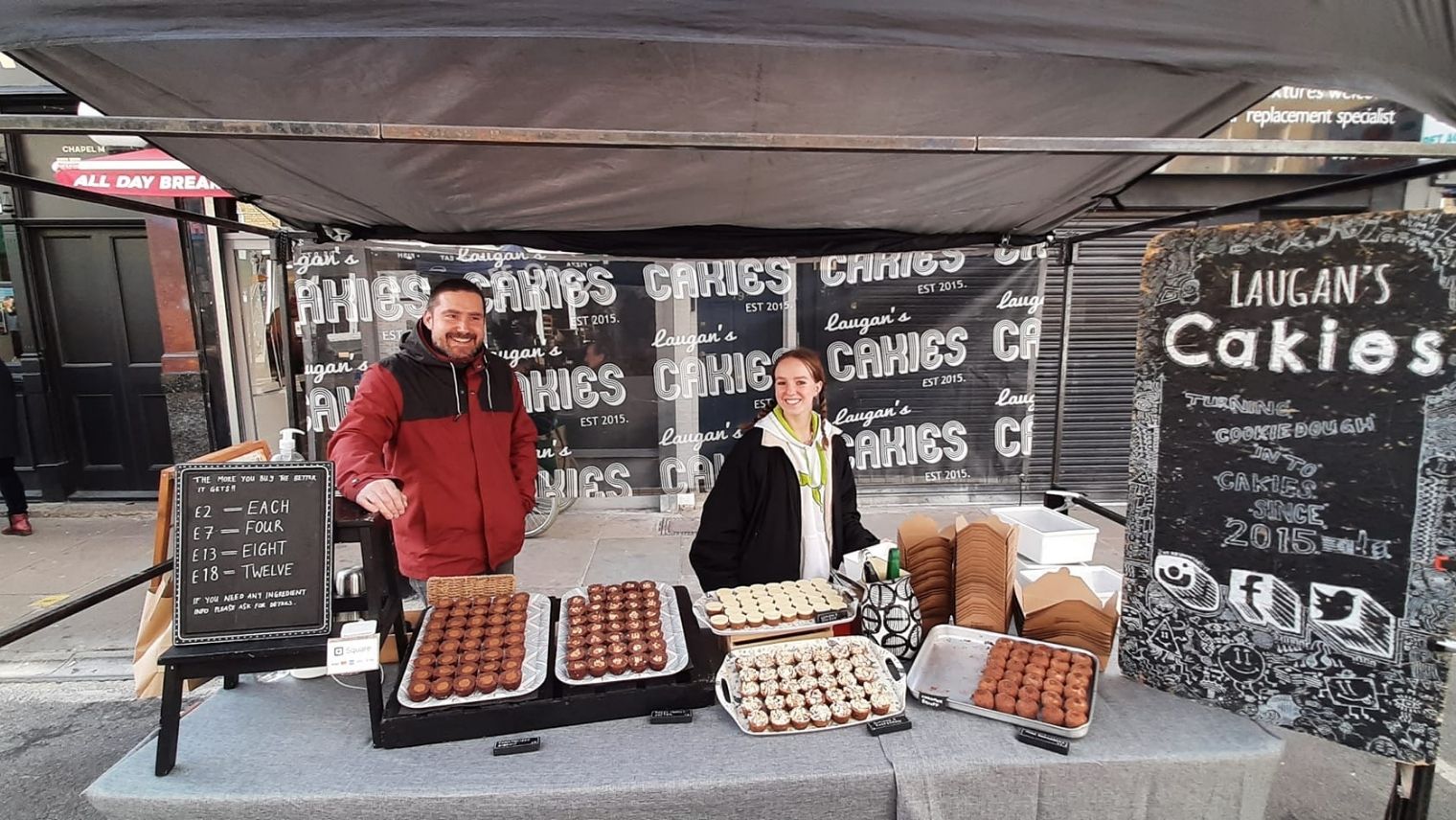 Lauglan's Cakies stall at Islington Farmers Market