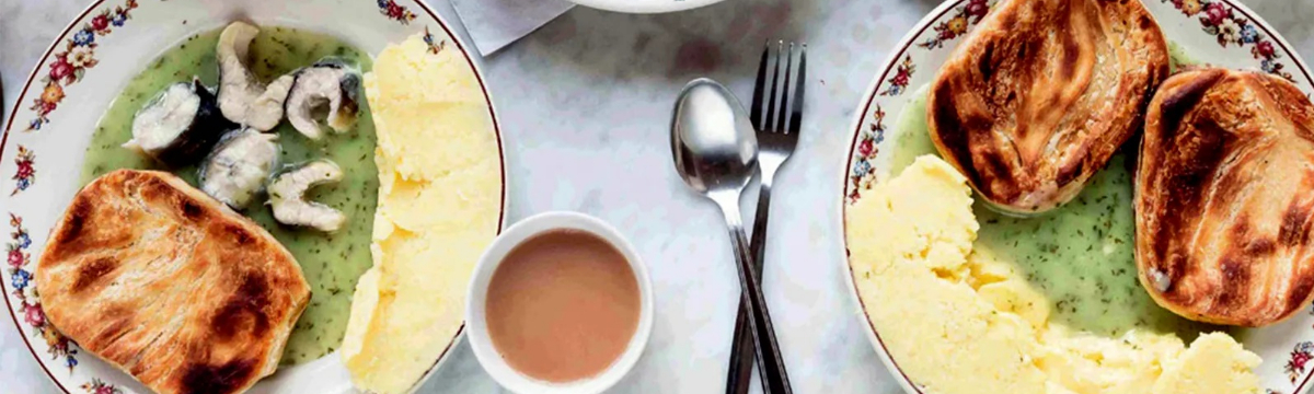 Pie, liquor and jellied eels as served at M Manze