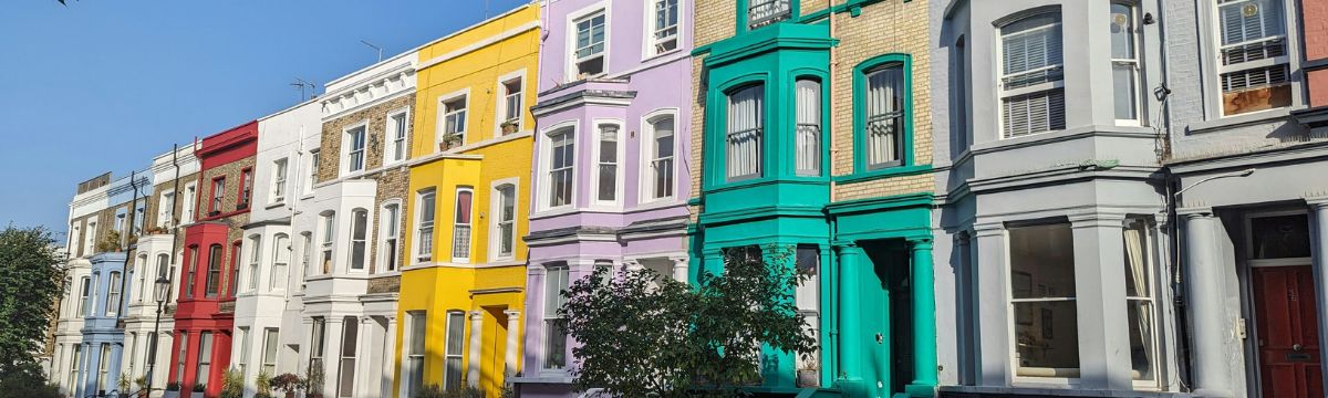 Brightly coloured houses - Notting Hill London