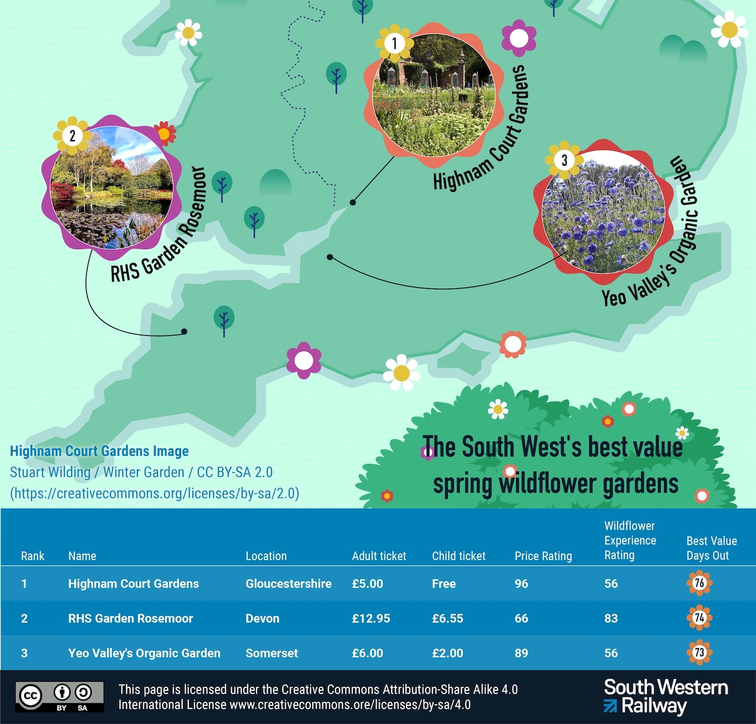 South West budget spring wildflower walks map