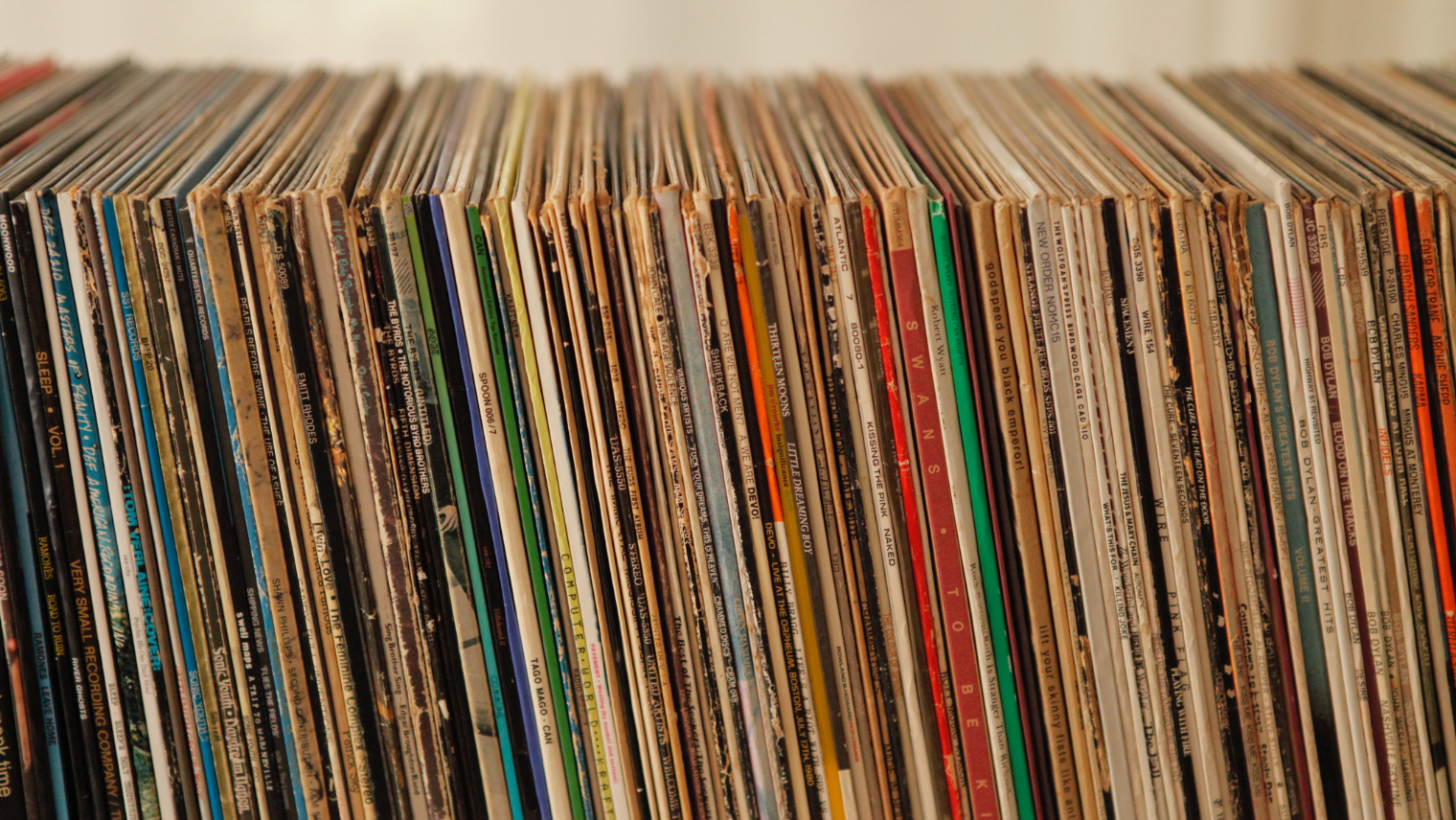 An image of multiple records stacked next to each other