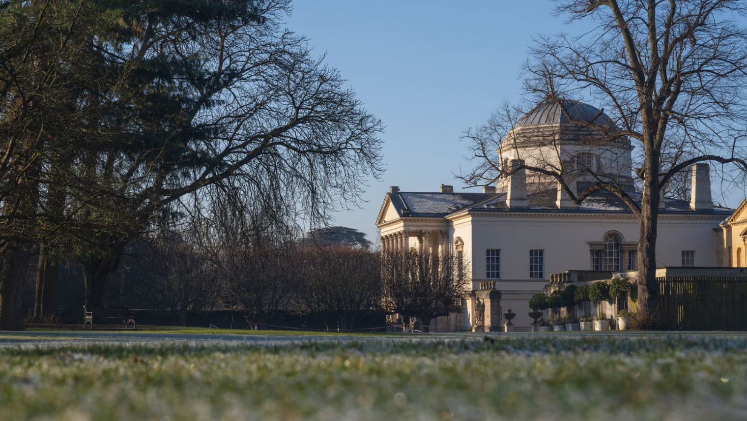 park with a beautiful house