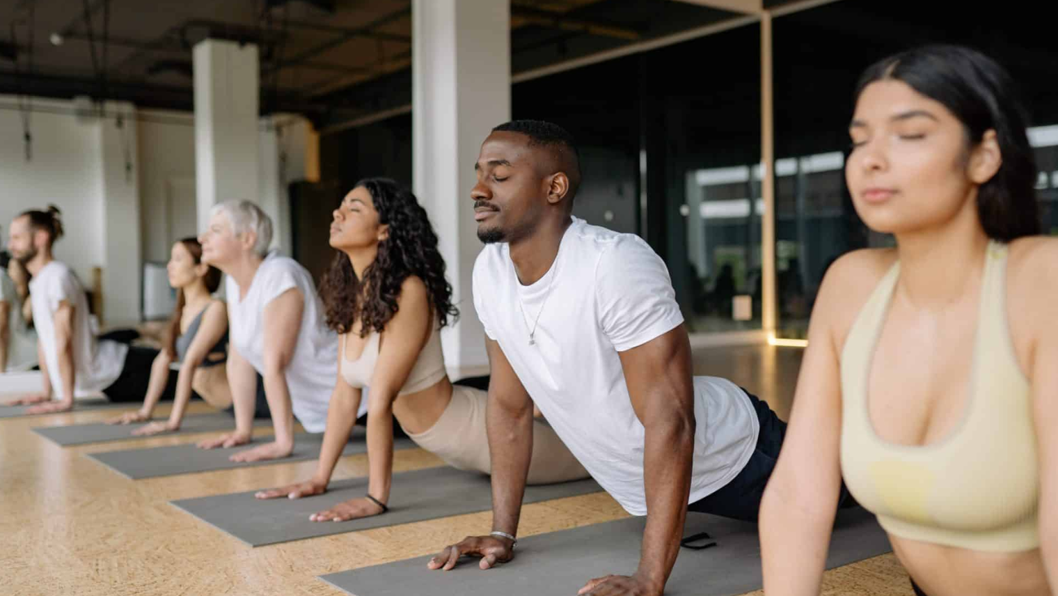 people having yoga lessons