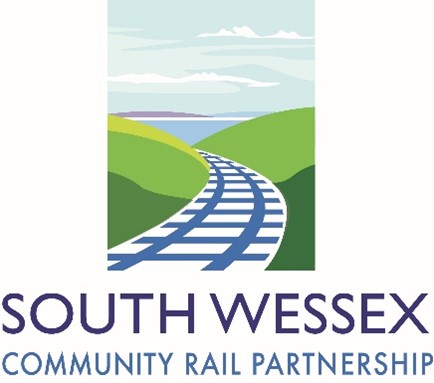 South Wessex Community Rail Partnership with South Western Railway logo