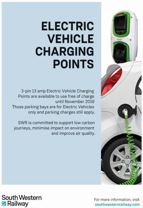 Sign with details for electric vehicle charging points