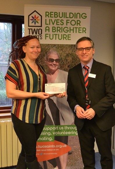 South Western Railway donates £1,000 to Two Saints homeless charity, based across Hampshire and the South of England