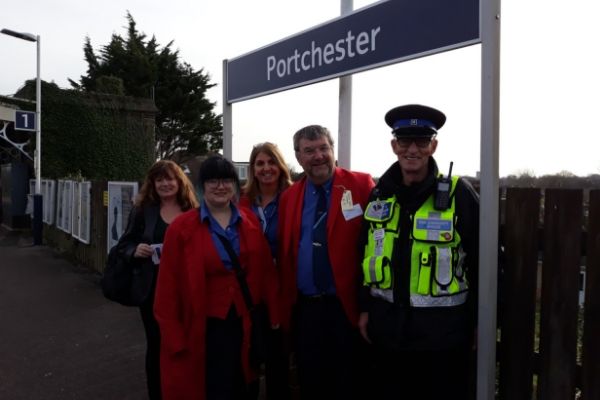 South Western Railway Community Abassadors and Rail Community Officers at Porchester Station