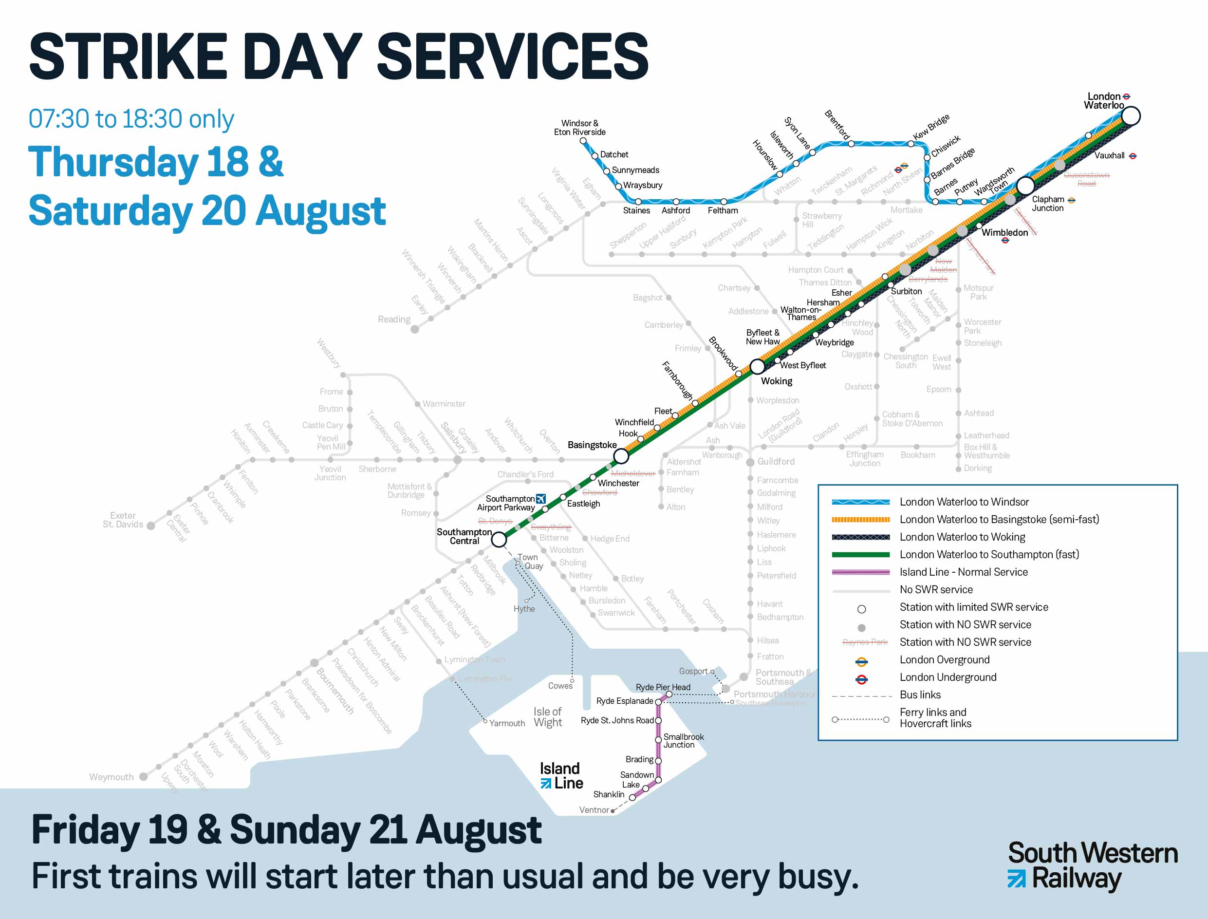 Map of August strike days services