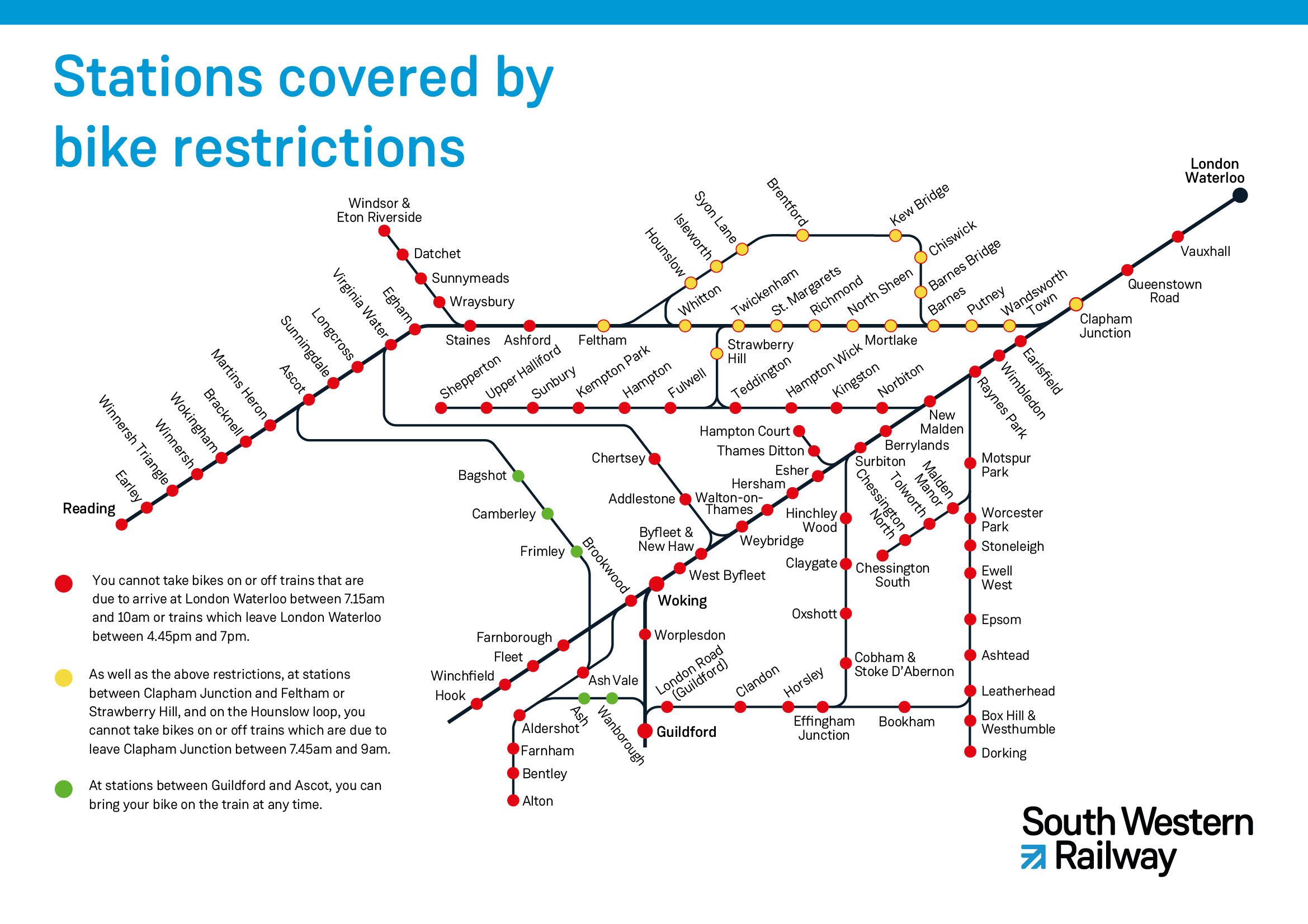 Stations served by South Western Railway covered by bike restrictions