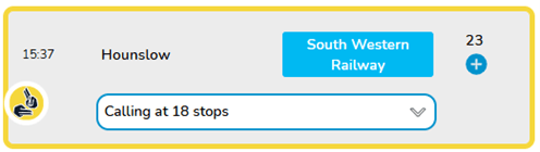 Translate journey information by clicking the icon within the yellow boxes