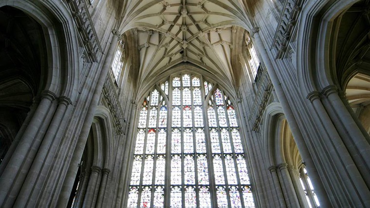 Body Image - the West Window at Winchester Cathedral, as viewed from inside the Cathedral.
