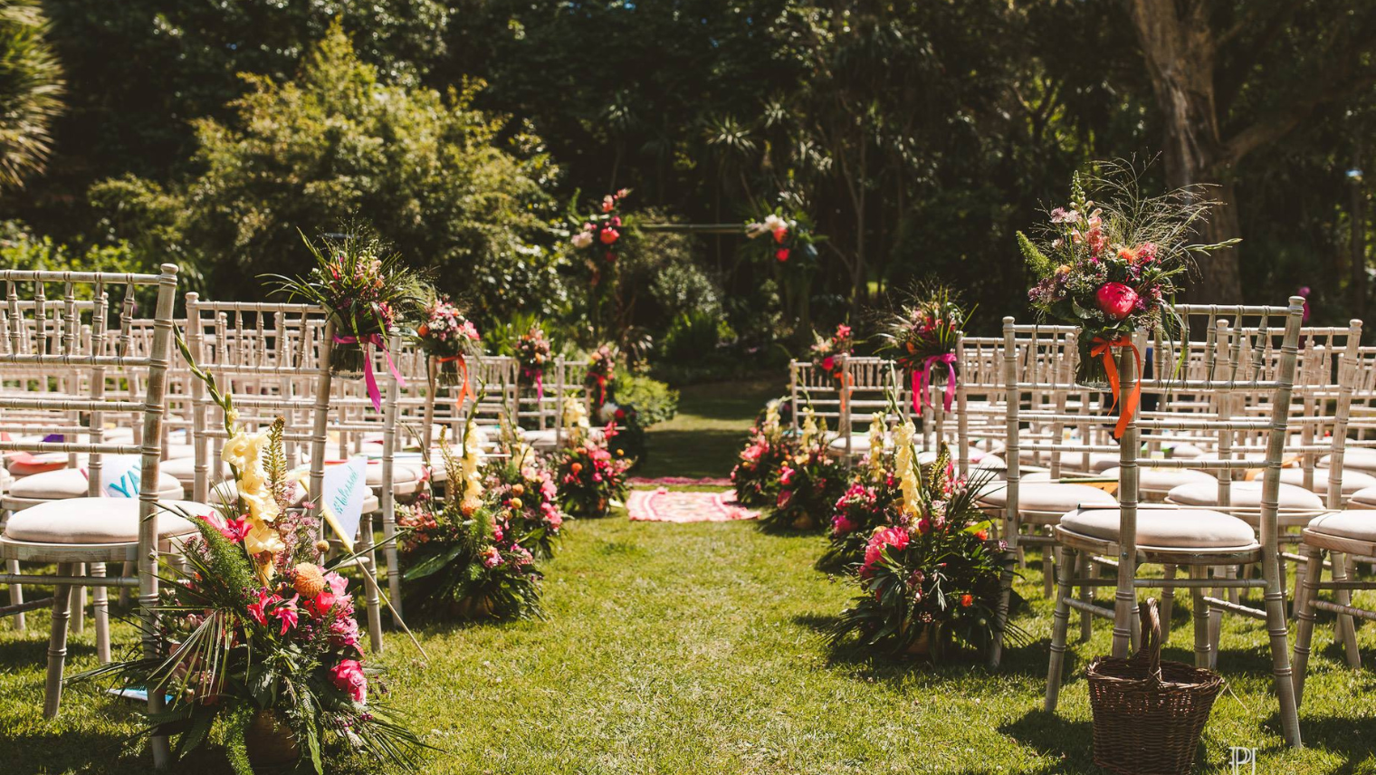 An image of a wedding isle in Abbotsbury Subtropical Gardens