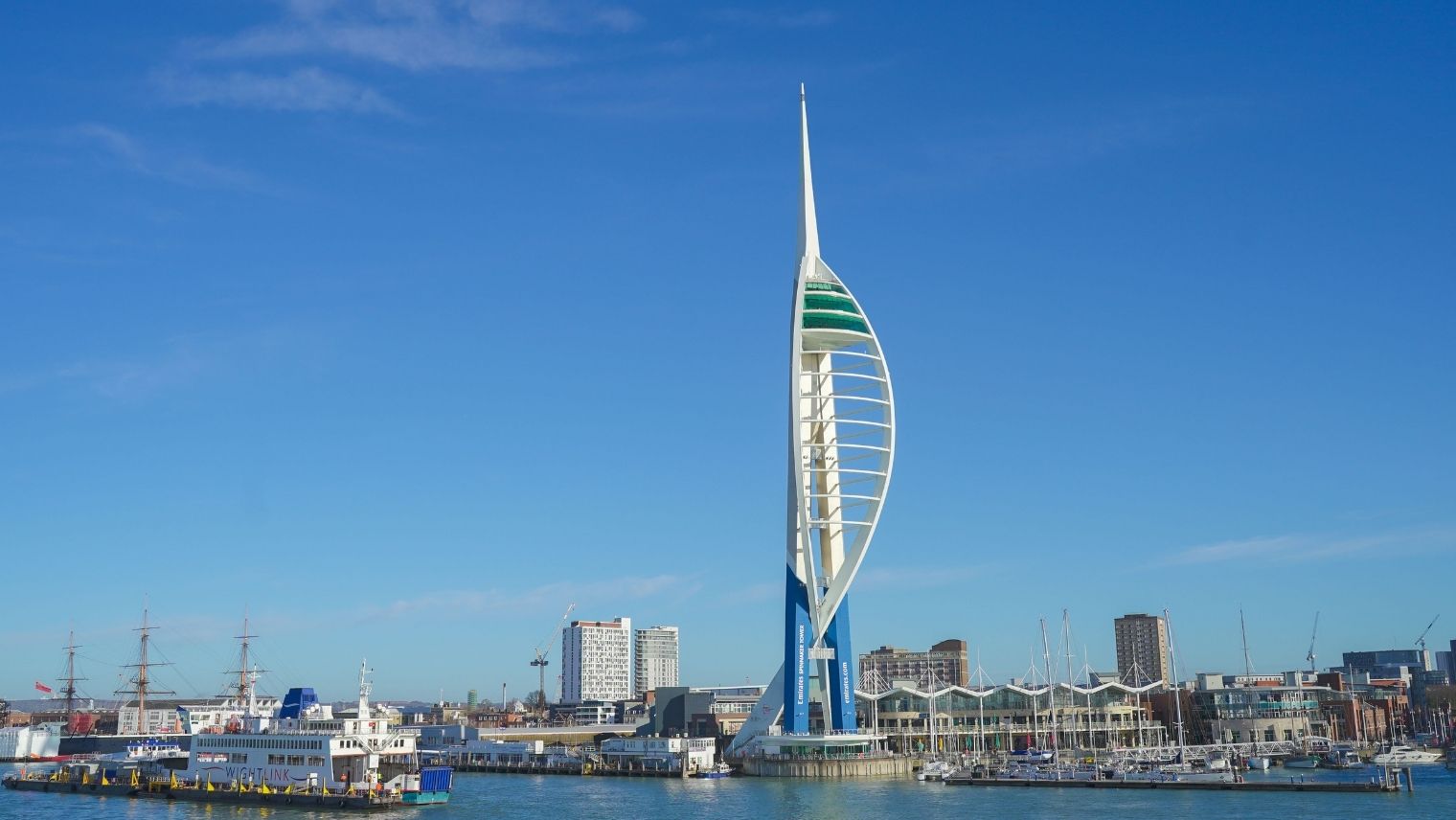 View of the Spinnaker Tower from the water