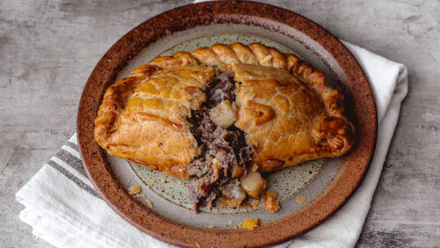 A pasty from Chunk of Devon on a plate