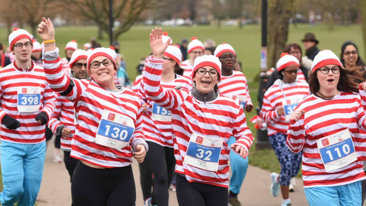 Runners dressed as Wally from "Where's Wally" for a fun run