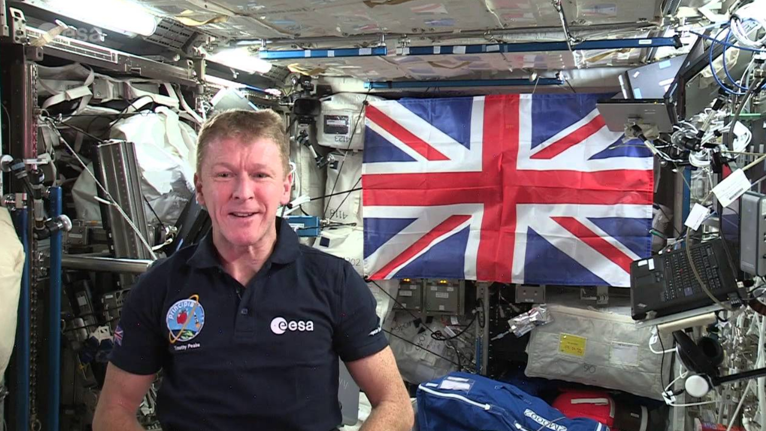 Tim Peake on the International Space Station celebrating the Queen's Birthday