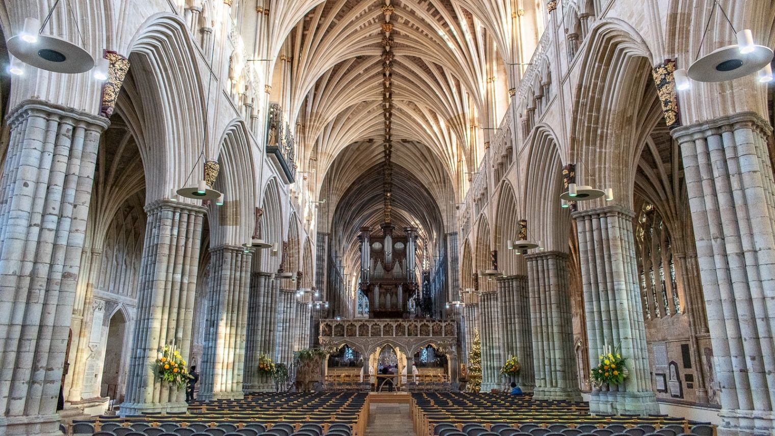 Exeter Cathedral, interior seen facing east from the Nave