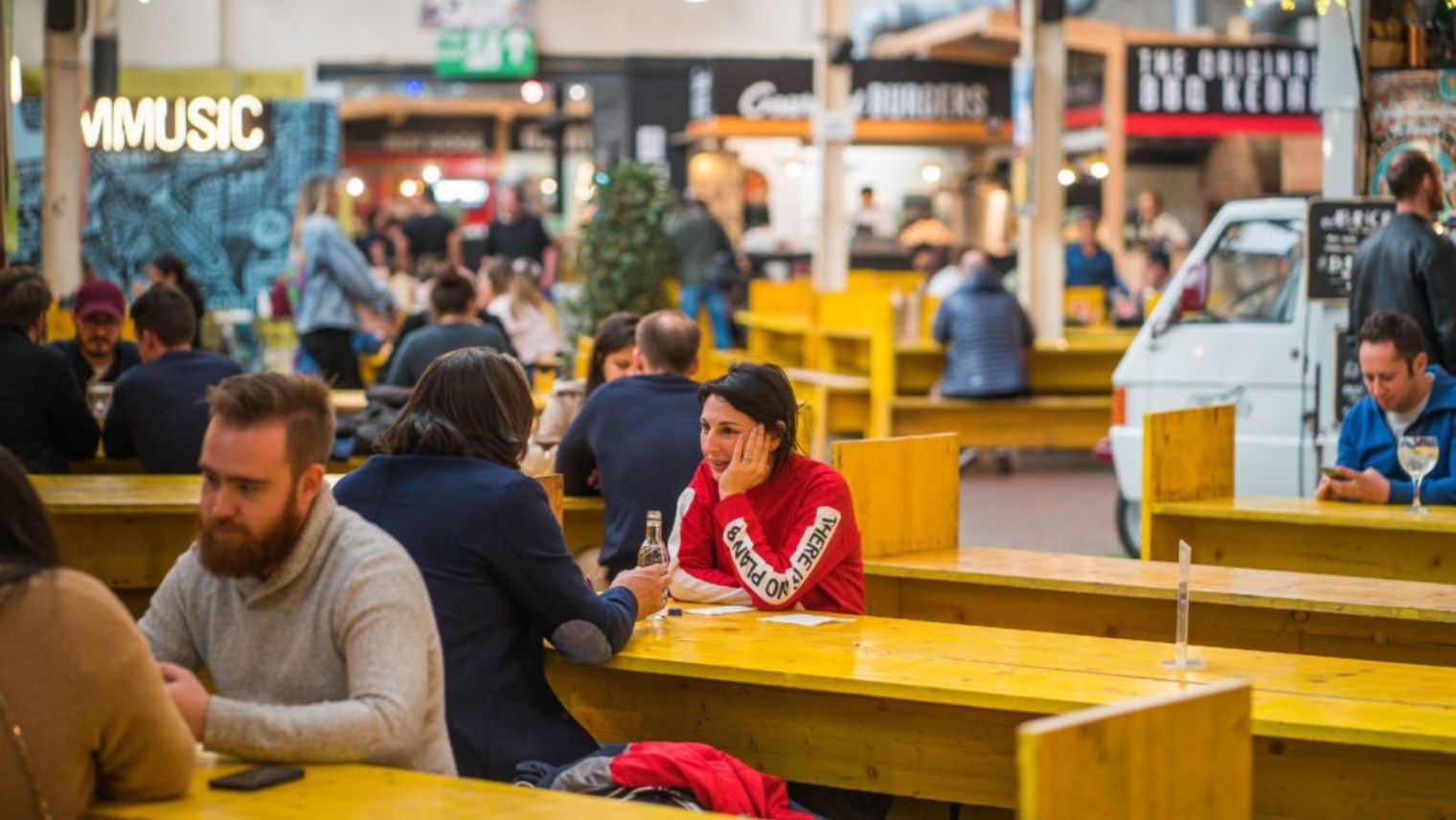 The food court at Mercato Metropolitano Elephant and Castle