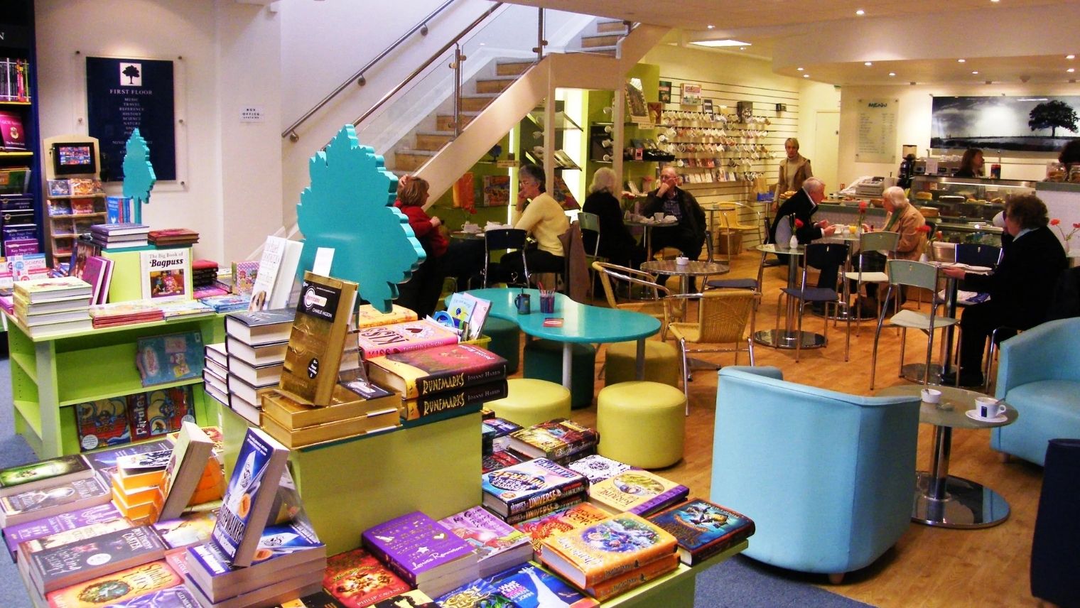 Interior and café at One Tree Books, Petersfield