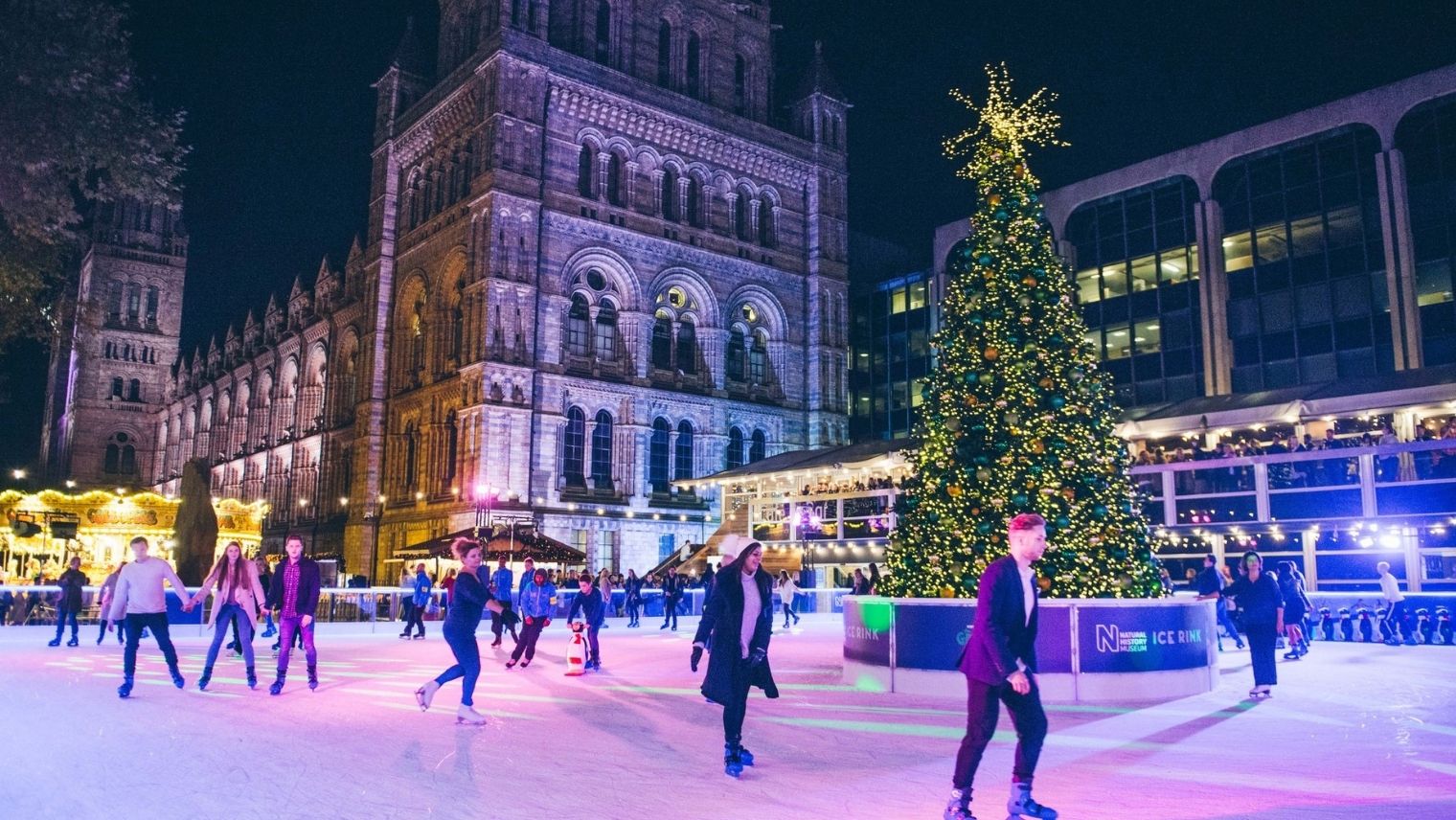 Ice skaters at the Natural History Museum