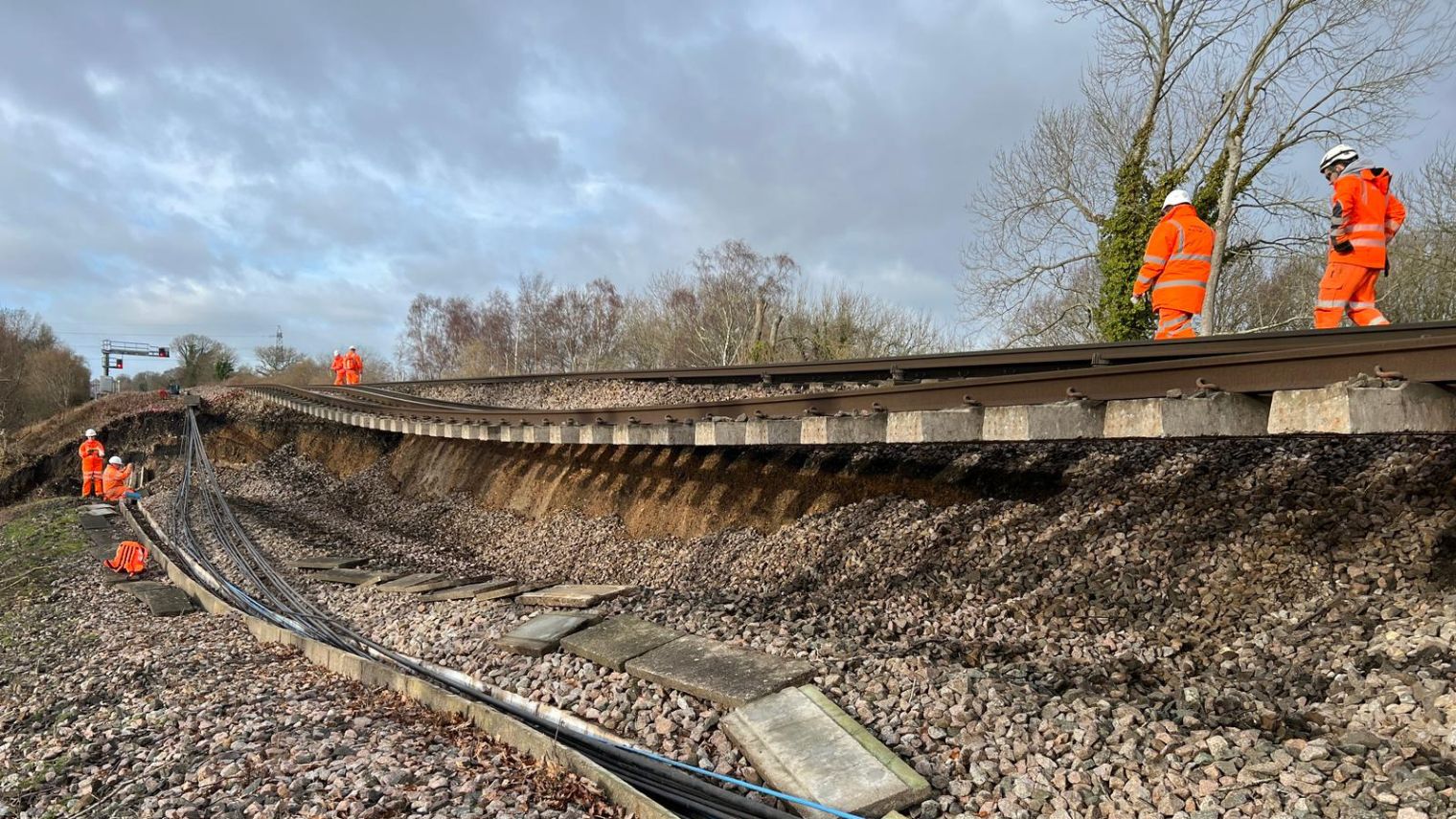 Hook landslip was so severe that it left one track in mid-air, with another badly damaged
